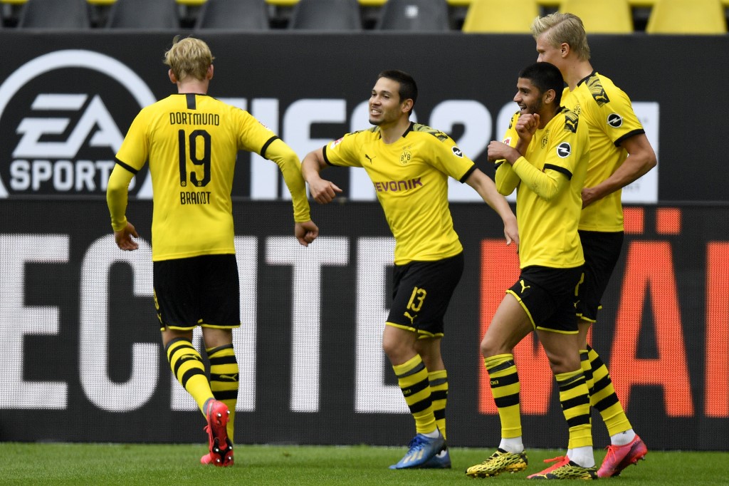 Festejo atípico de los jugadores del Dortmund