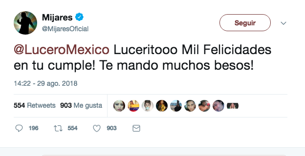 Mijares mensaje Lucero