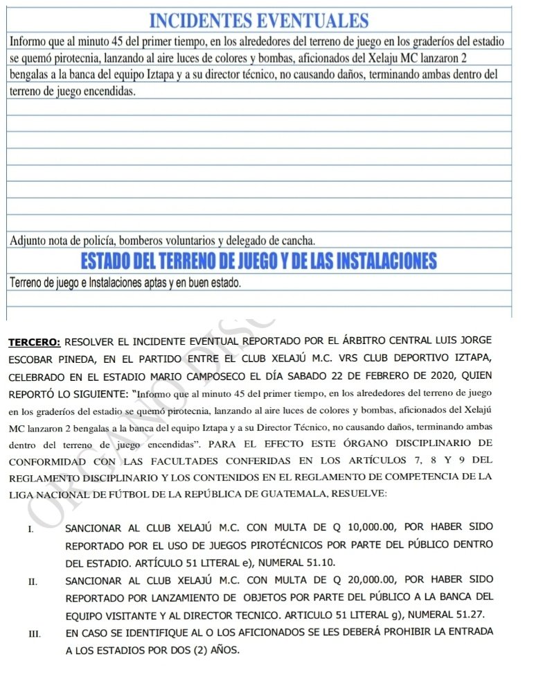 Xelajú es sancionado con 30 mil quetzales por uso de pirotecnia y lanzamiento de objetos