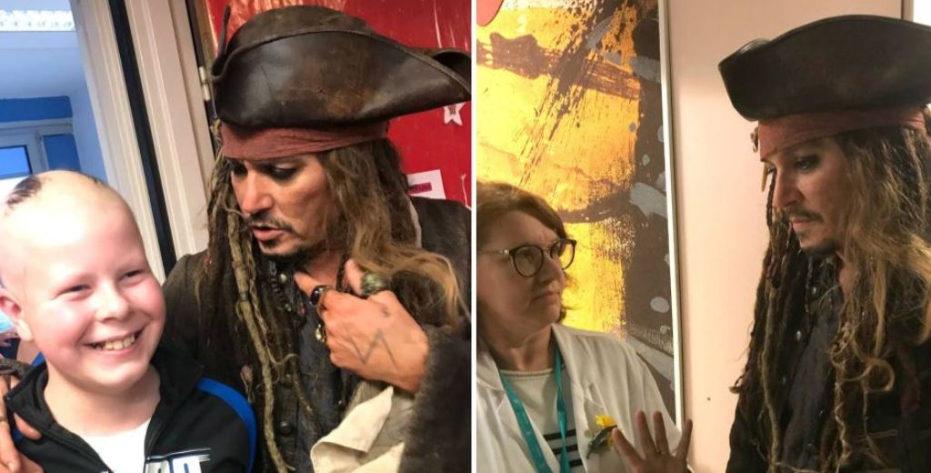 Johnny Depp Jack Sparrow disfrazado cáncer