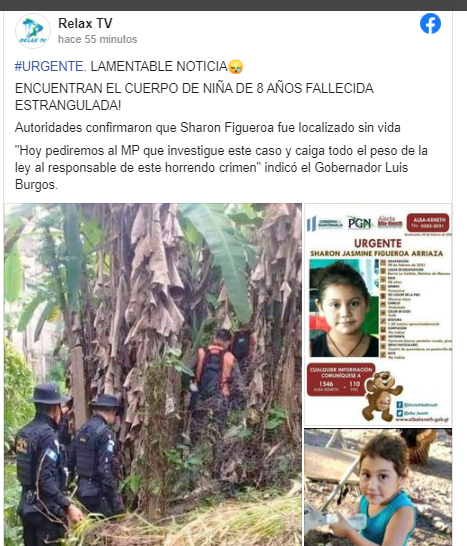 Sharon Figueroa, niña desaparecida en Petén