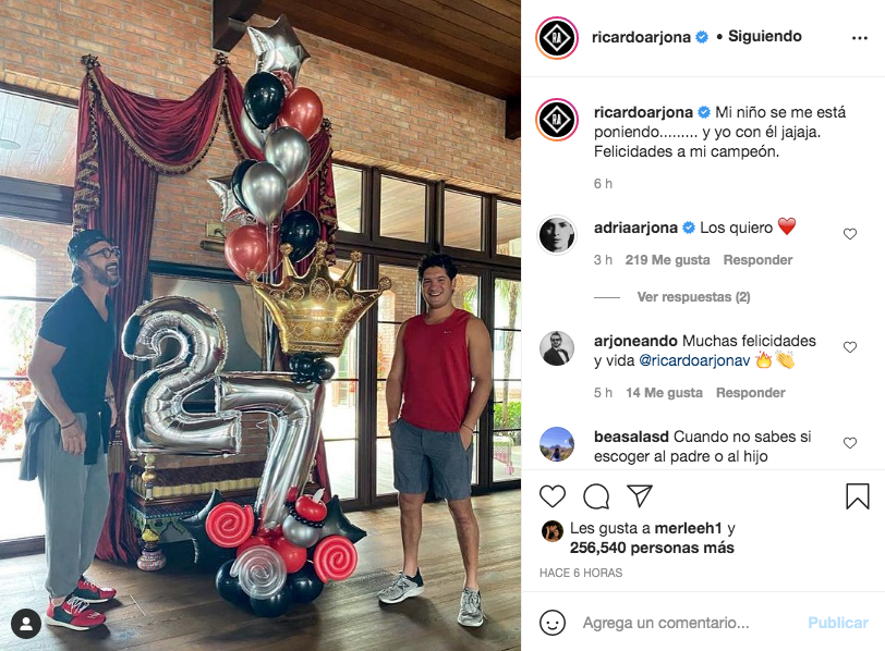 Ricardo Arjona festeja a su hijo, pero asegura que se “está poniendo viejo”