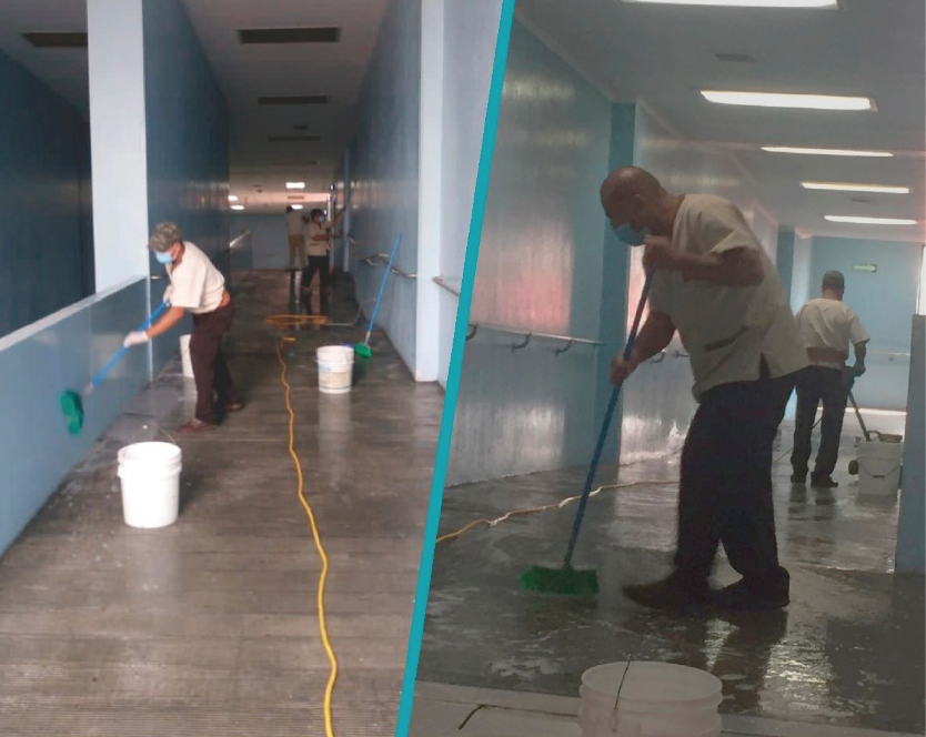 limpieza en hospital general San Juan de Dios por protocolos por Covid-19