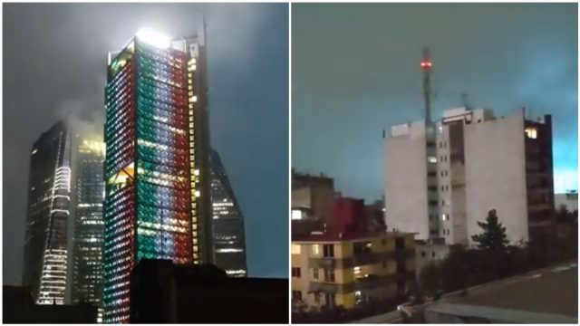 Luces en el cielo durante sismo en México