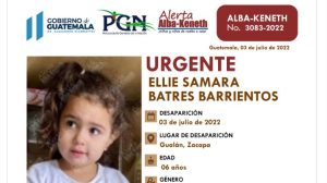 Ellie Samara Batres, niña desaparecida en Gualán, Zacapa