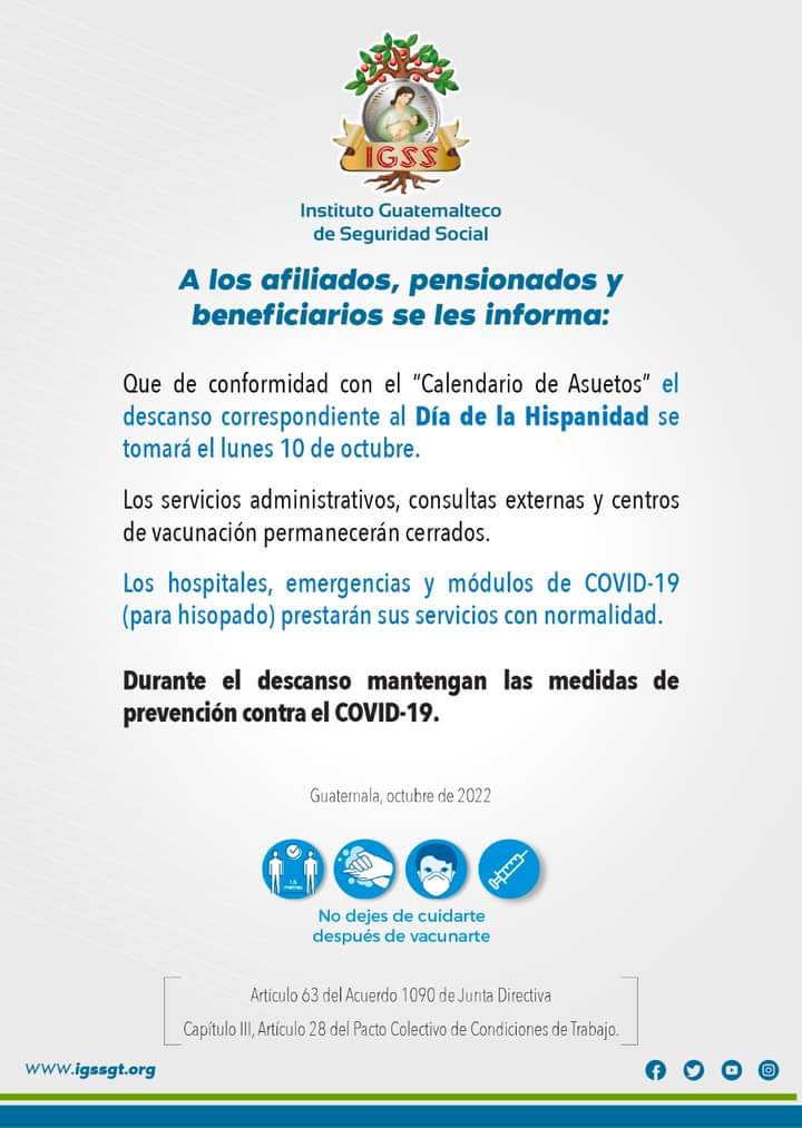 Comunicado del IGSS.