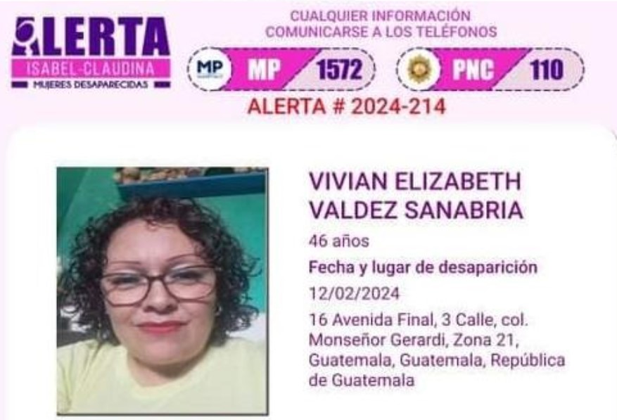 Vivian Valdez, cuyo cuerpo fue encontrado en zona 21